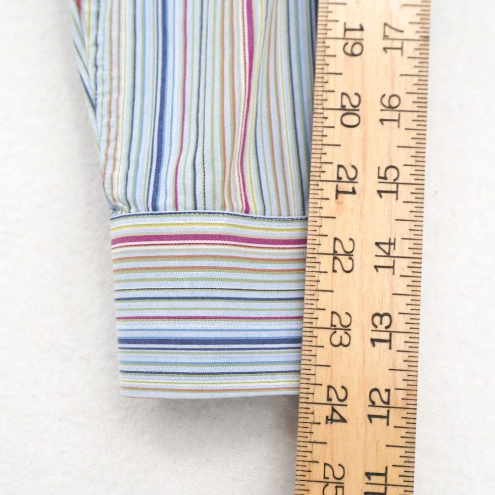 Alan Flusser‎ Men's Medium Multicolor Striped Cotton Button-Down Shirt